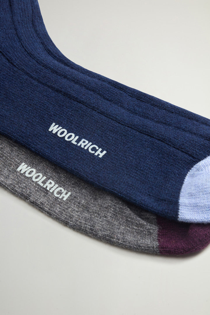 Wool- and Cashmere-Blend Socks (Blue Grey) - Detail View 2