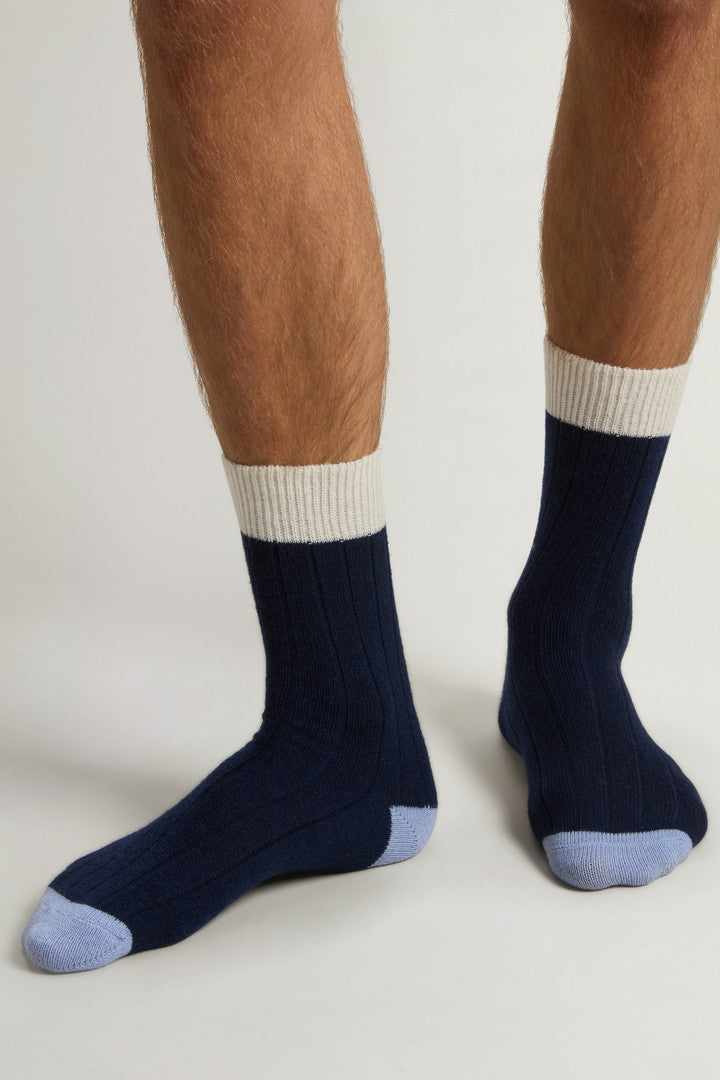 Wool- and Cashmere-Blend Socks (Blue Grey) - Detail View 4