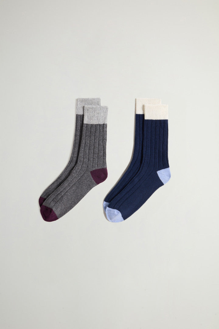 Wool- and Cashmere-Blend Socks (Blue Grey) - Detail View 1