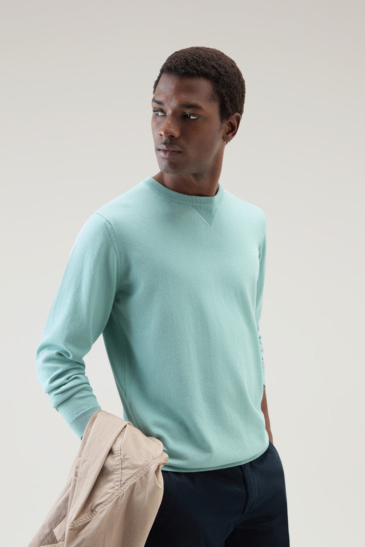 Pure Cotton Crewneck Sweater (Sage) - Detail View 4