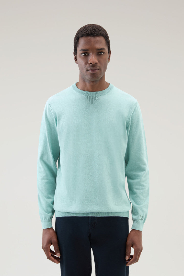 Pure Cotton Crewneck Sweater (Sage) - Detail View 1