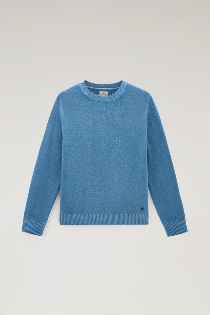 Garment-dyed Crewneck in Pure Virgin Wool (Blue Lobster) - Main View