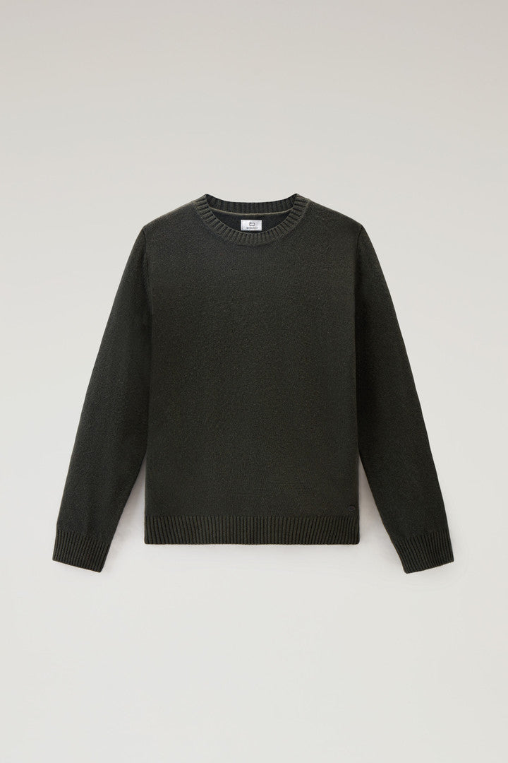 Garment-dyed Crewneck in Pure Virgin Wool (Blue Lobster) - Detail View 5