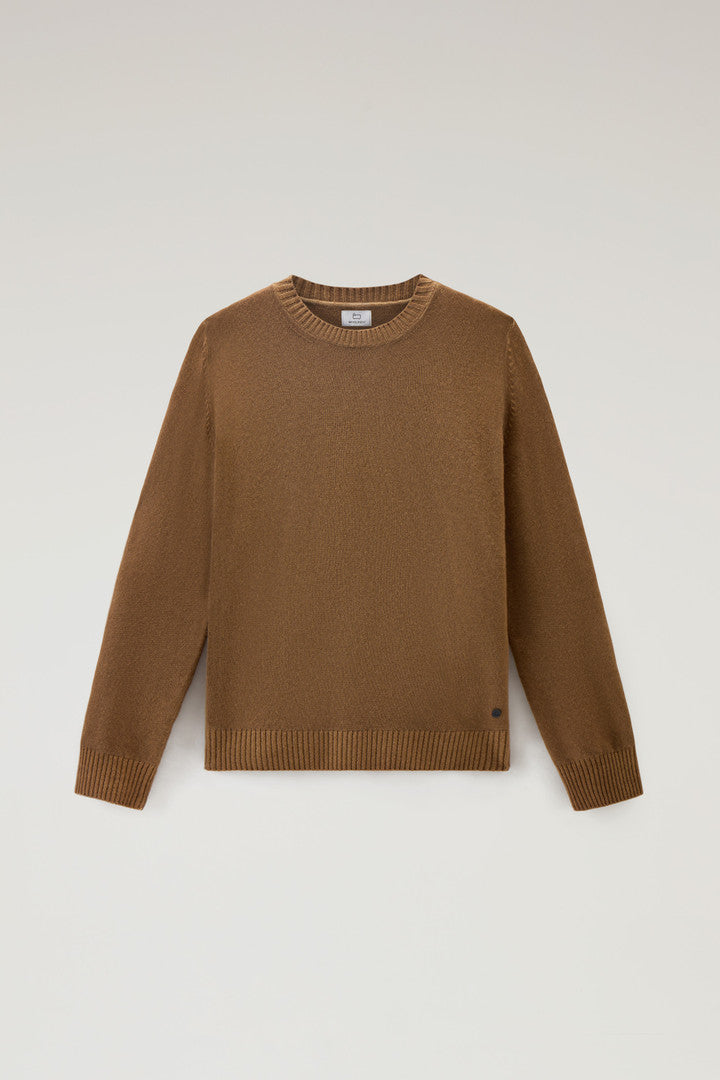 Garment-dyed Crewneck in Pure Virgin Wool (Blue Lobster) - Detail View 4