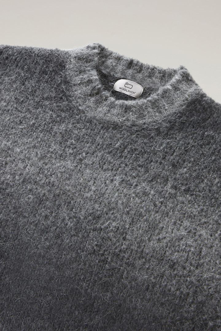 Crewneck Sweater in Alpaca Blend with DÃ©gradÃ© Effect (Charcoal) - Detail View 1