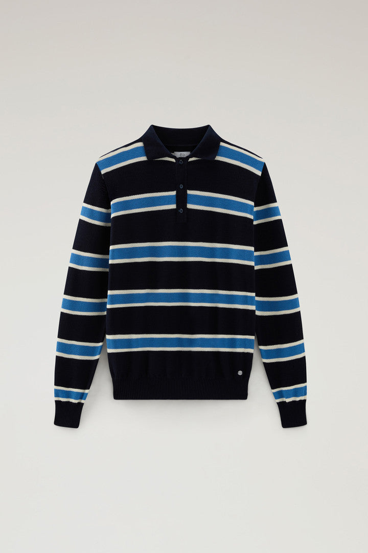 Long-Sleeved Knit Polo (Light Golden Glow Stripe) - Detail View 1