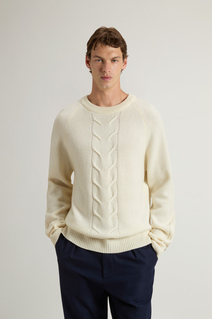 Pure Wool Crewneck Sweater (Milky Cream) - Detail View 1