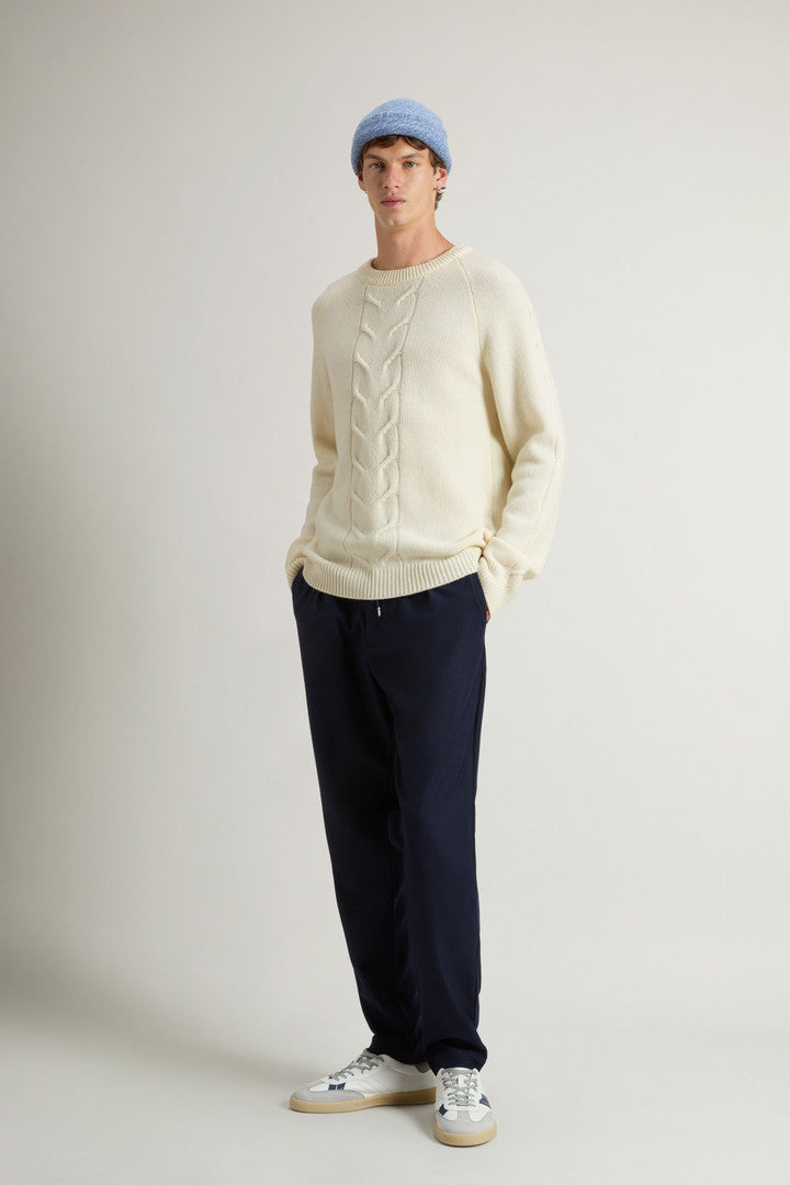 Pure Wool Crewneck Sweater (Milky Cream) - Detail View 2