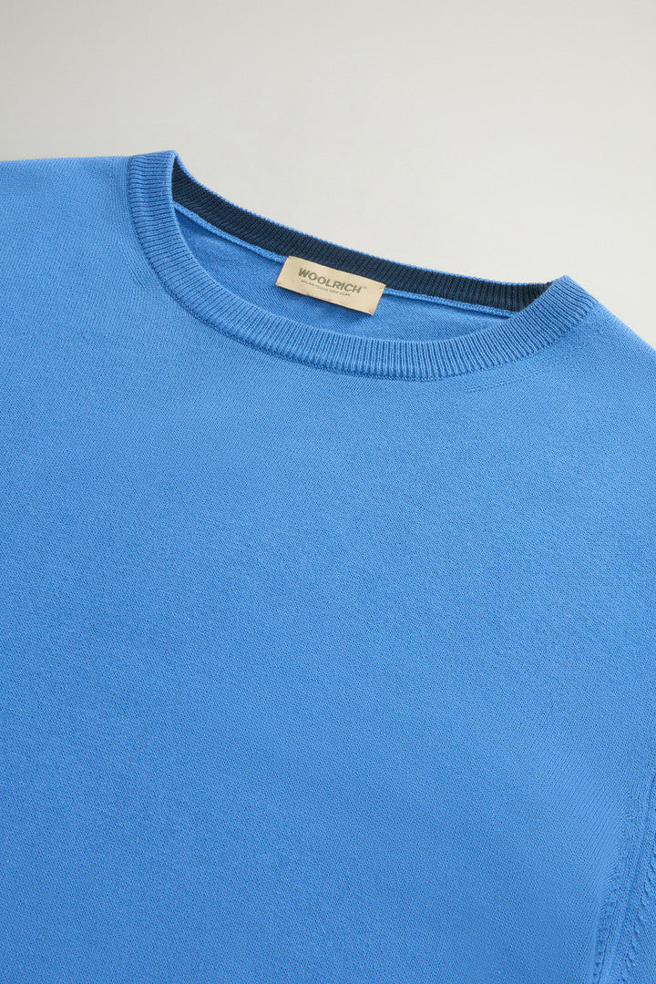 Crewneck Sweater in Pure Cotton with Embroidered Logo (Greenstone) - Detail View 6