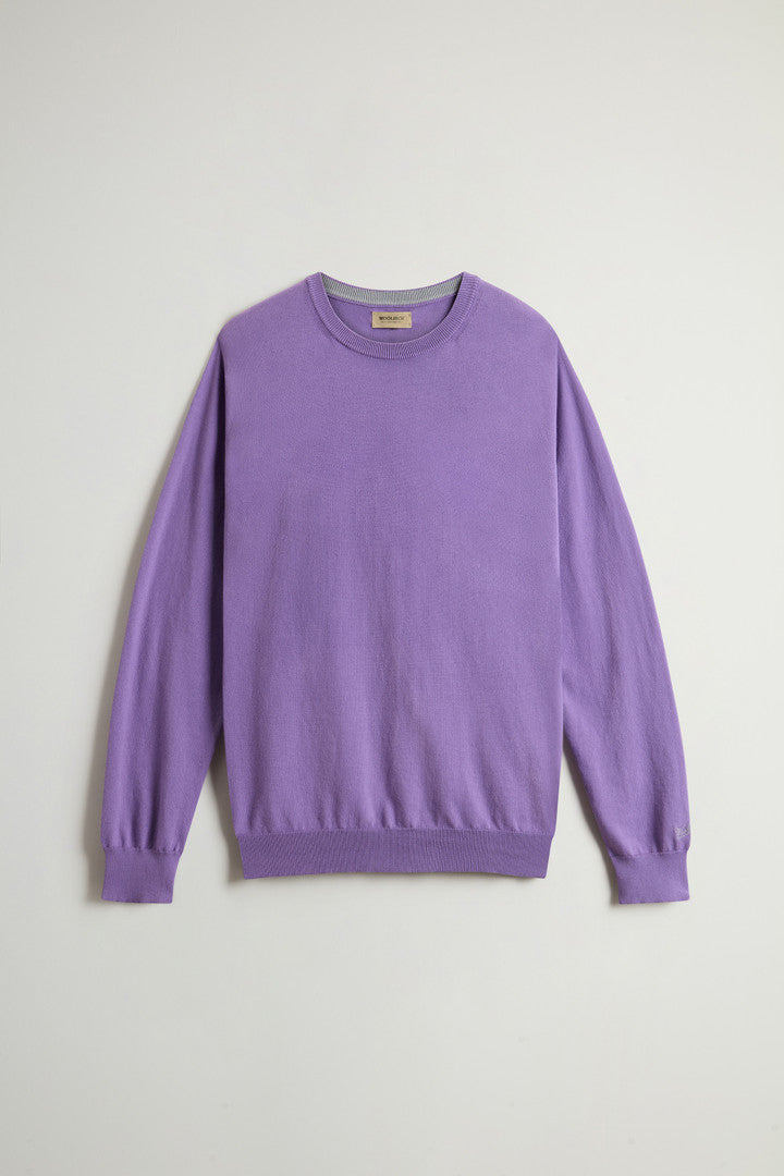 Crewneck Sweater in Pure Cotton with Embroidered Logo (Greenstone) - Detail View 11