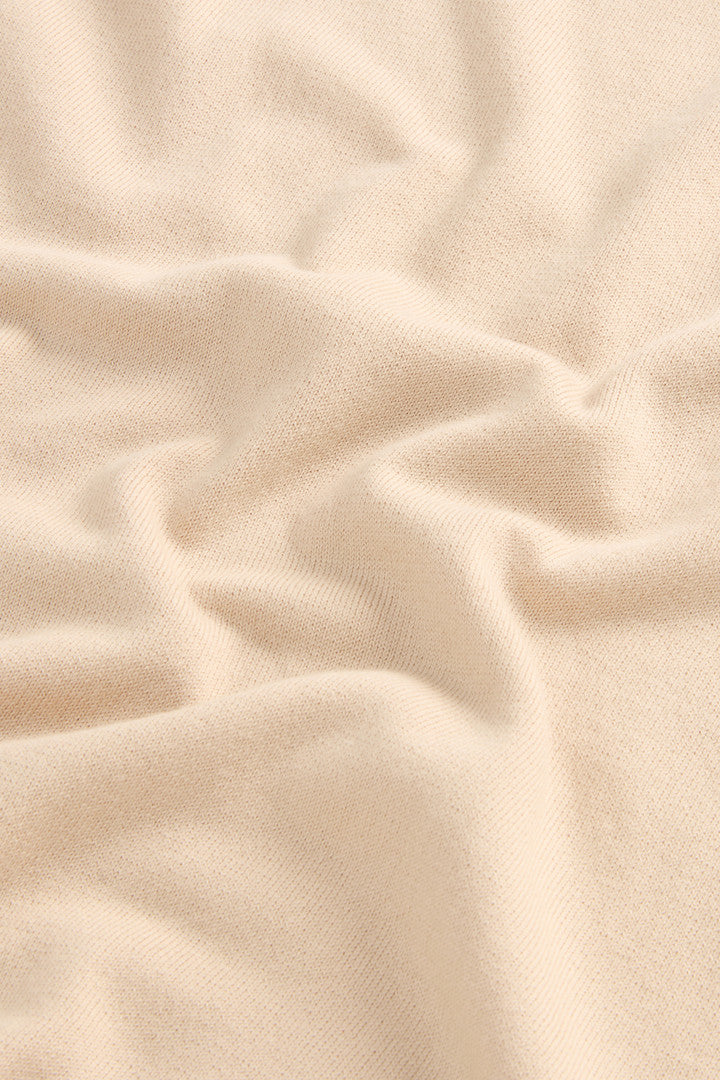 Crewneck Sweater in Pure Cotton with Embroidered Logo (White Pepper) - Detail View 7