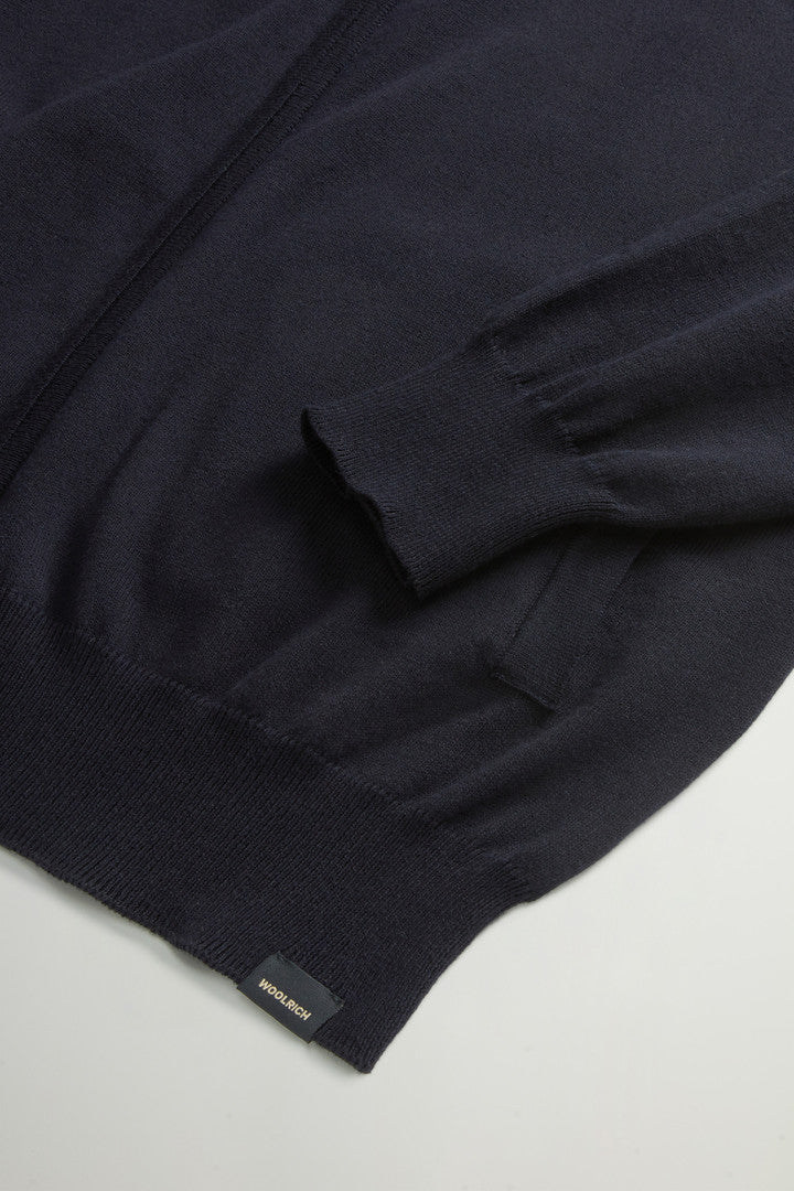 Pure Cotton Turtleneck Cardigan (Melton Blue) - Detail View 6