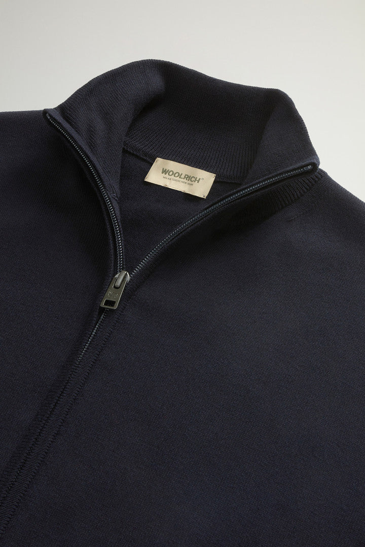 Pure Cotton Turtleneck Cardigan (Melton Blue) - Detail View 5