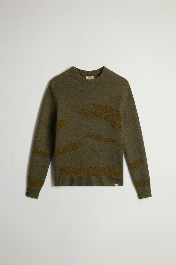 Wool-Blend Crewneck Sweater (Dark Green) - Main View