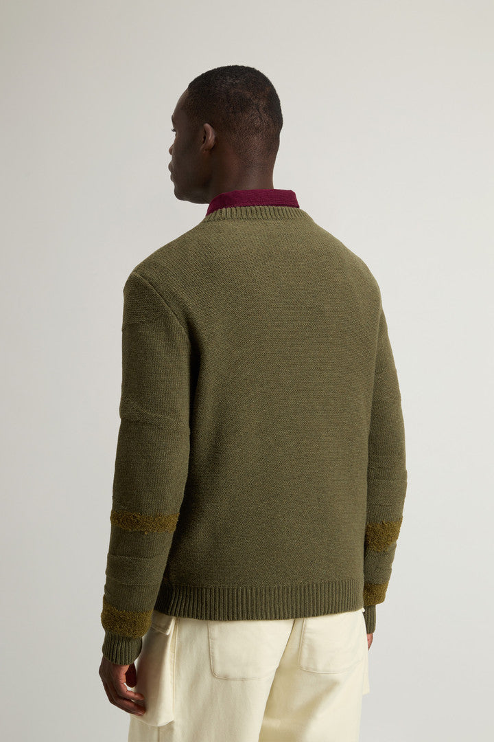 Wool-Blend Crewneck Sweater (Dark Green) - Detail View 3