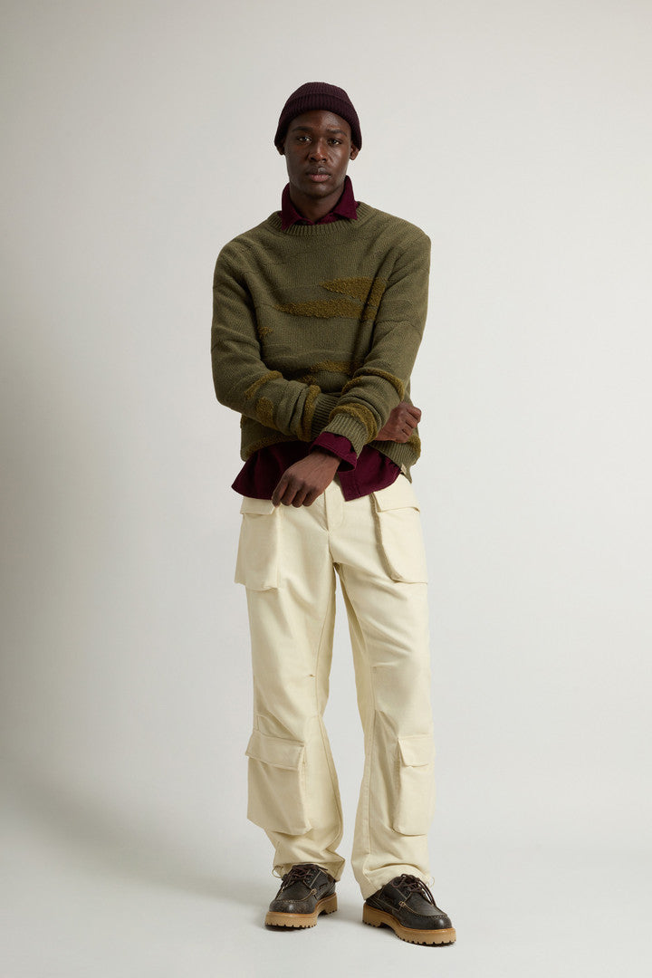 Wool-Blend Crewneck Sweater (Dark Green) - Detail View 2