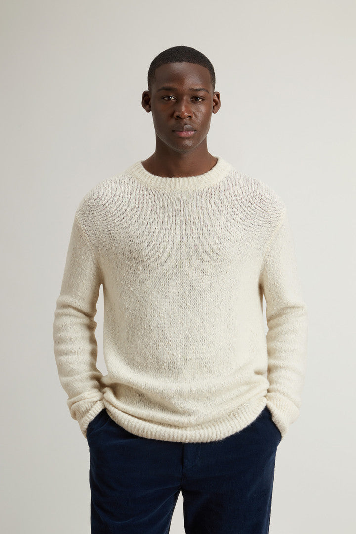 Cotton-, Alpaca and Wool-Blend Crewneck Sweater (Jet Stream) - Detail View 1
