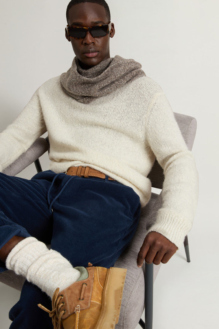 Cotton-, Alpaca and Wool-Blend Crewneck Sweater (Jet Stream) - Detail View 4