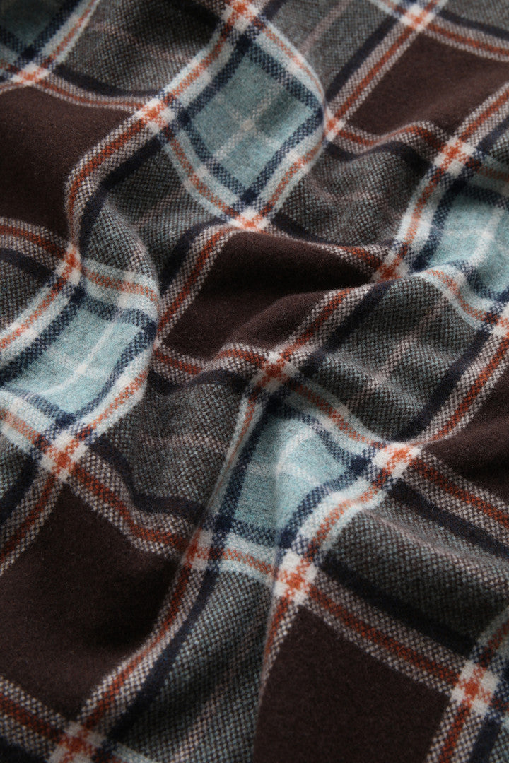 Alaskan Check Overshirt in Recycled Italian Wool Blend (Pink Check) - Detail View 6