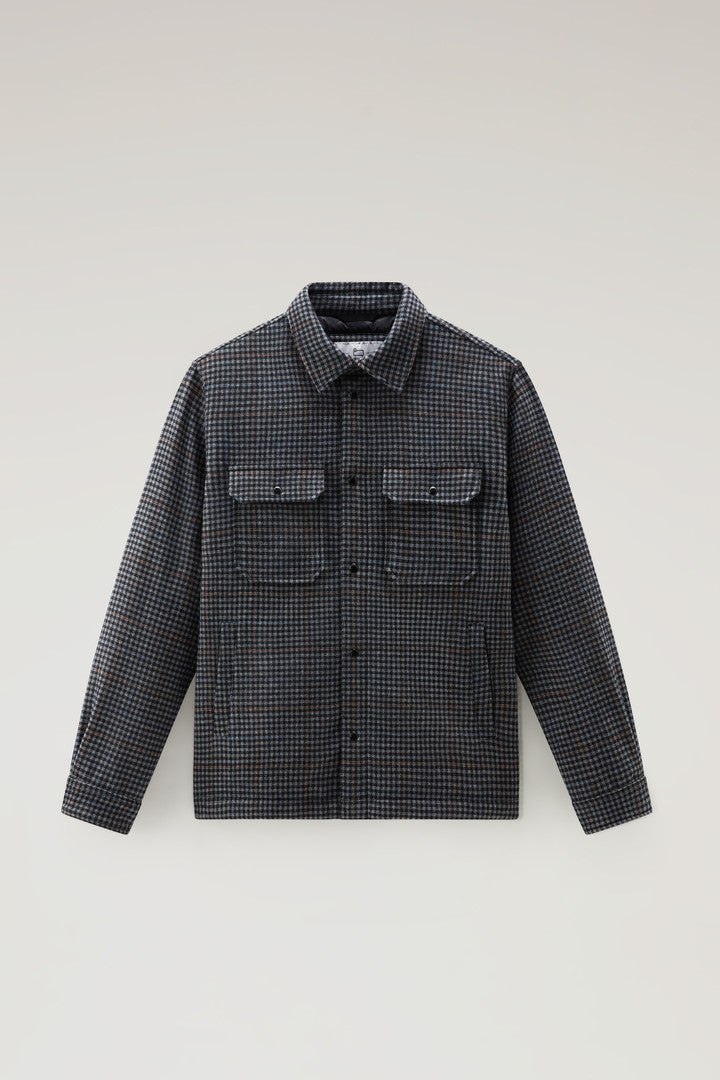 Alaskan Padded Check Overshirt in Recycled Italian Wool Blend (Red Buffalo) - Detail View 9