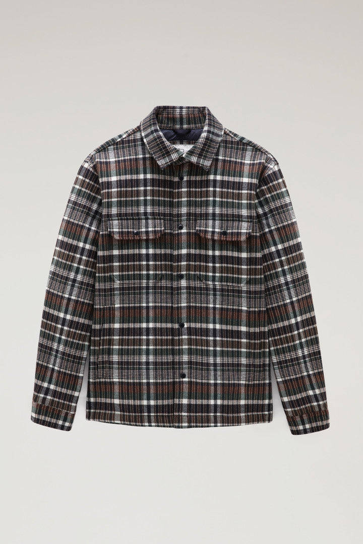 Alaskan Padded Check Overshirt in Recycled Italian Wool Blend (Red Buffalo) - Detail View 11