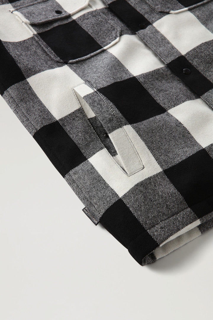 Alaskan Padded Check Overshirt in Recycled Italian Wool Blend (Red Buffalo) - Detail View 4
