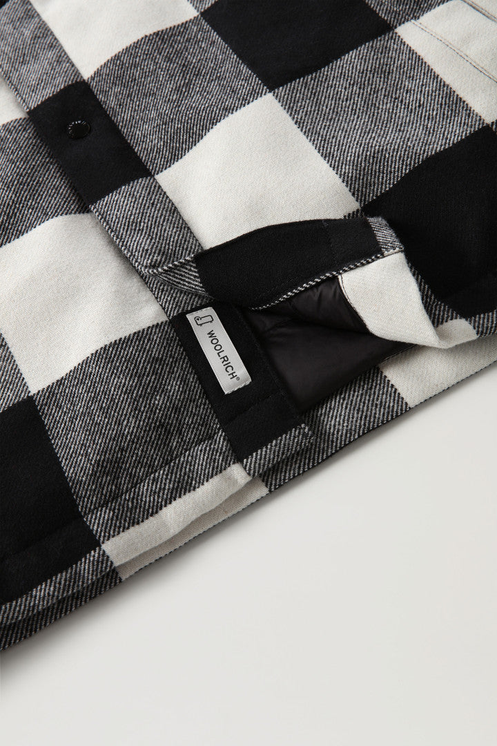 Alaskan Padded Check Overshirt in Recycled Italian Wool Blend (Red Buffalo) - Detail View 5