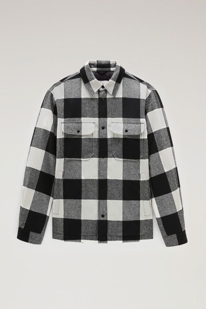 Alaskan Padded Check Overshirt in Recycled Italian Wool Blend (Red Buffalo) - Detail View 1