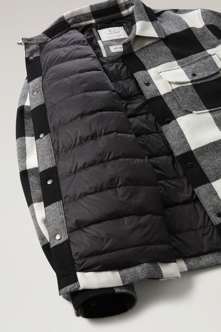 Alaskan Padded Check Overshirt in Recycled Italian Wool Blend (Red Buffalo) - Detail View 6