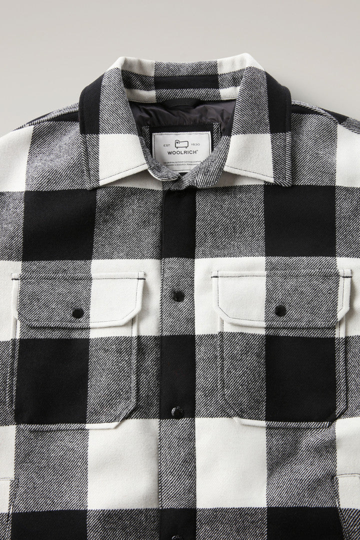 Alaskan Padded Check Overshirt in Recycled Italian Wool Blend (Red Buffalo) - Detail View 2