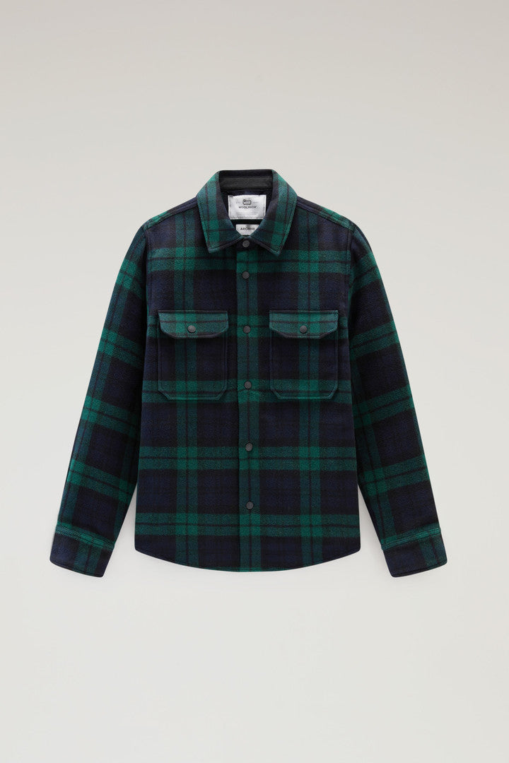 Alaskan Check Overshirt in Bonded Wool Blend (Brown Check) - Detail View 7