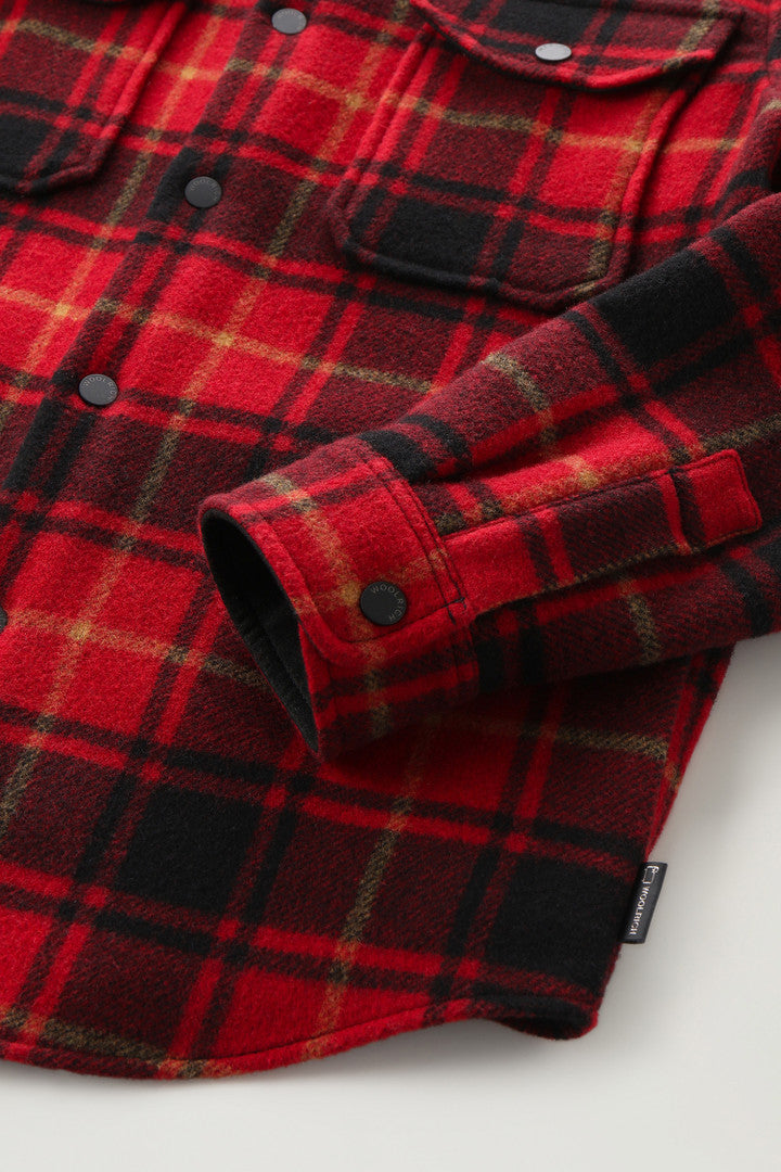 Alaskan Check Overshirt in Bonded Wool Blend (Red Check) - Detail View 2