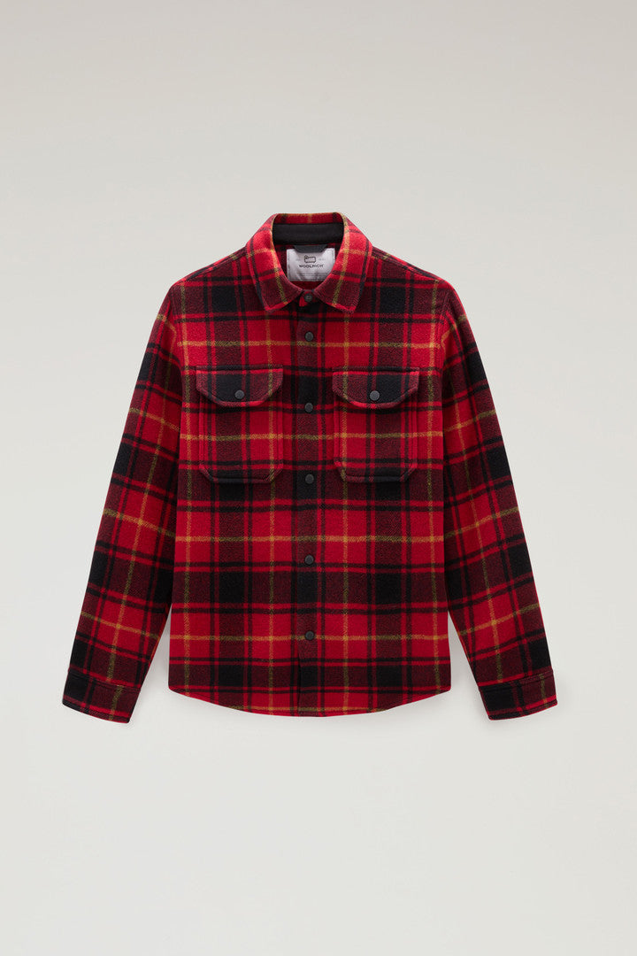 Alaskan Check Overshirt in Bonded Wool Blend (Red Check) - Main View