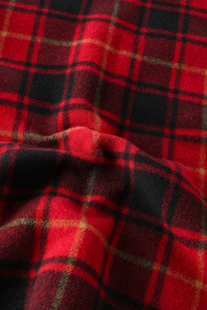 Alaskan Check Overshirt in Bonded Wool Blend (Red Check) - Detail View 5