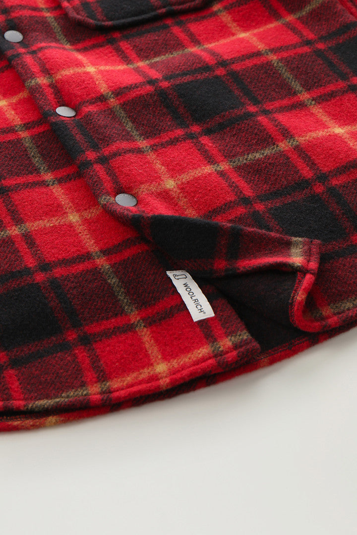 Alaskan Check Overshirt in Bonded Wool Blend (Red Check) - Detail View 3