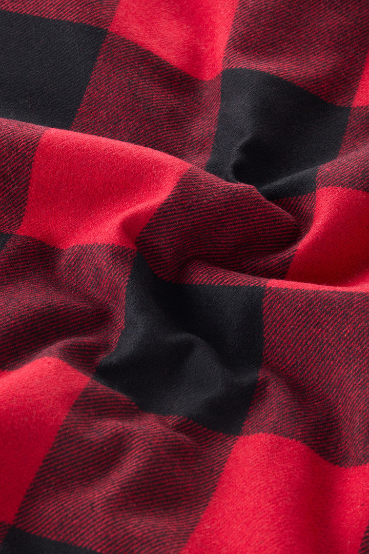 Overshirt in Recycled Italian Wool Blend with Sherpa Lining (Red Buffalo) - Detail View 4