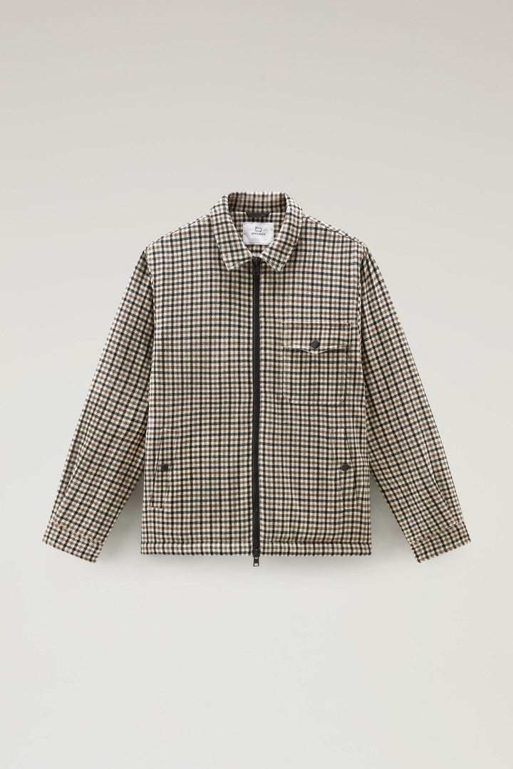 Overshirt in Recycled Italian Wool Blend with Sherpa Lining (Red Buffalo) - Detail View 6