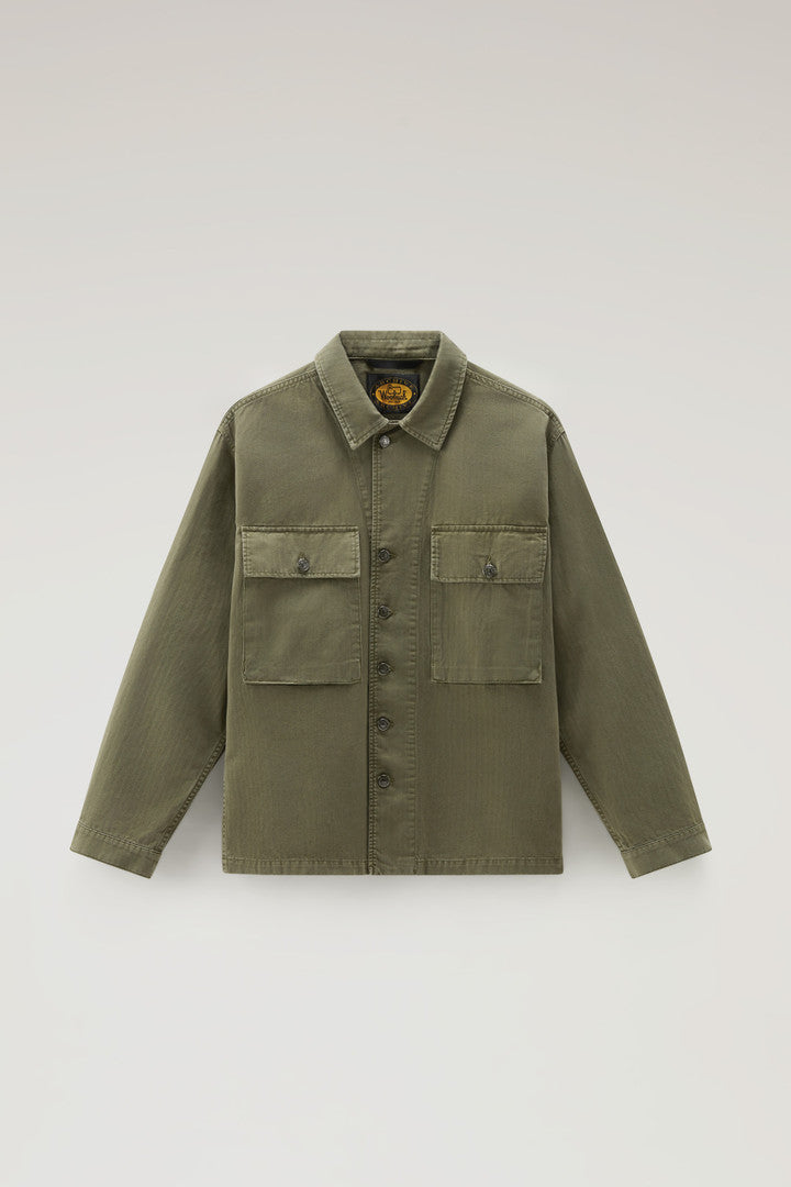 Military Overshirt in Pure Cotton (Military Green) - Main View