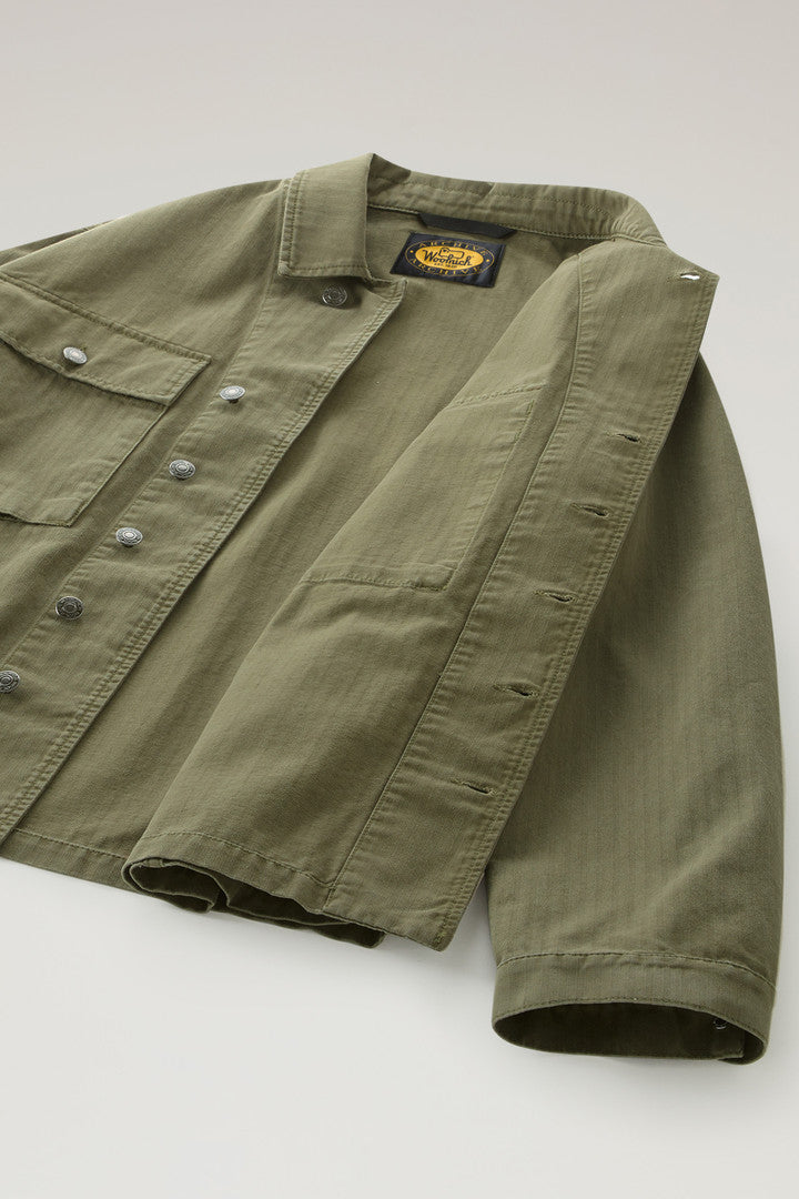 Military Overshirt in Pure Cotton (Military Green) - Detail View 3