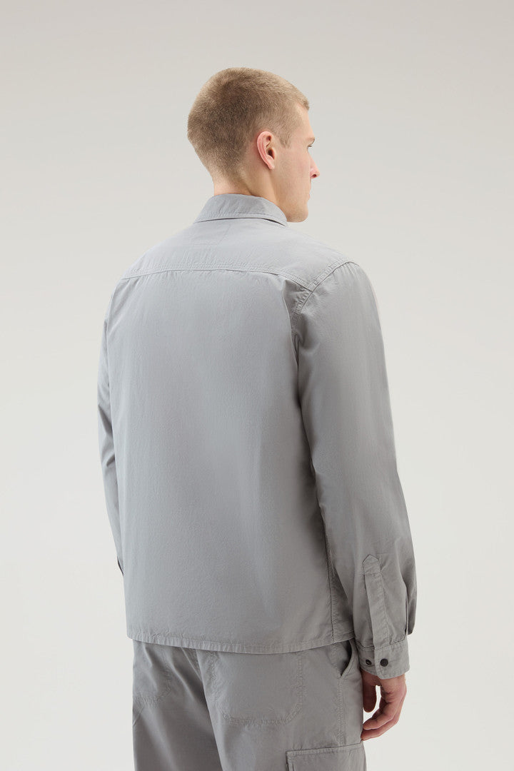 Garment-Dyed Overshirt in Pure Cotton (Mineral Grey) - Main View