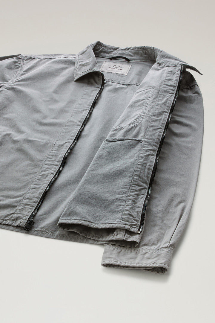 Garment-Dyed Overshirt in Pure Cotton (Mineral Grey) - Detail View 6