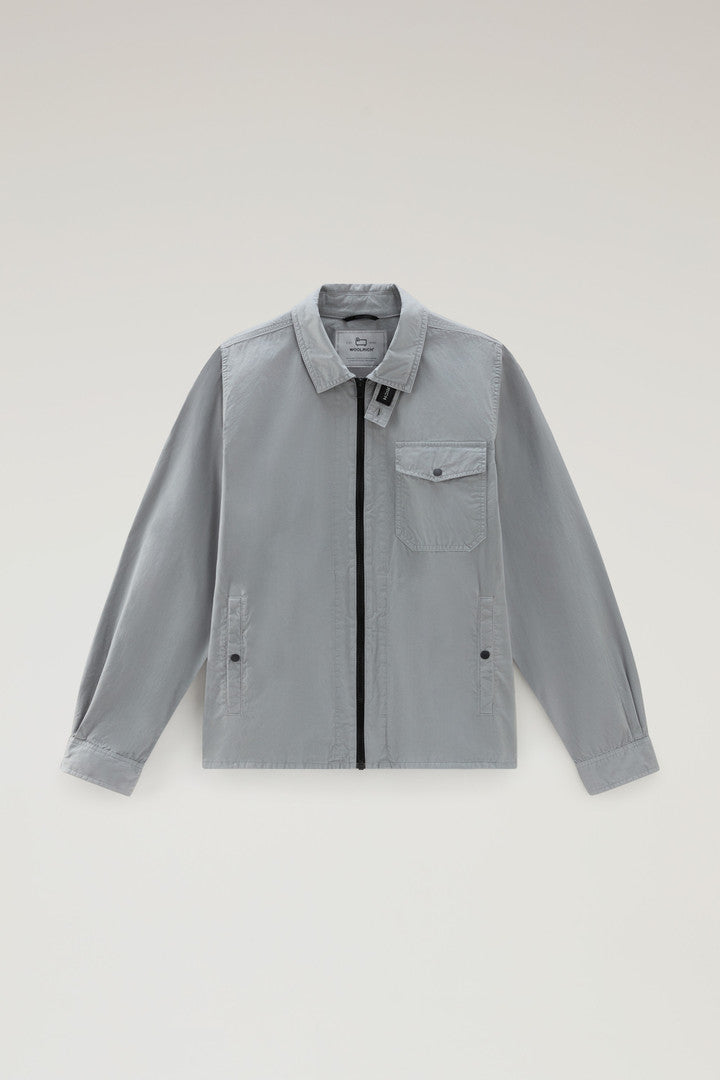 Garment-Dyed Overshirt in Pure Cotton (Mineral Grey) - Detail View 1