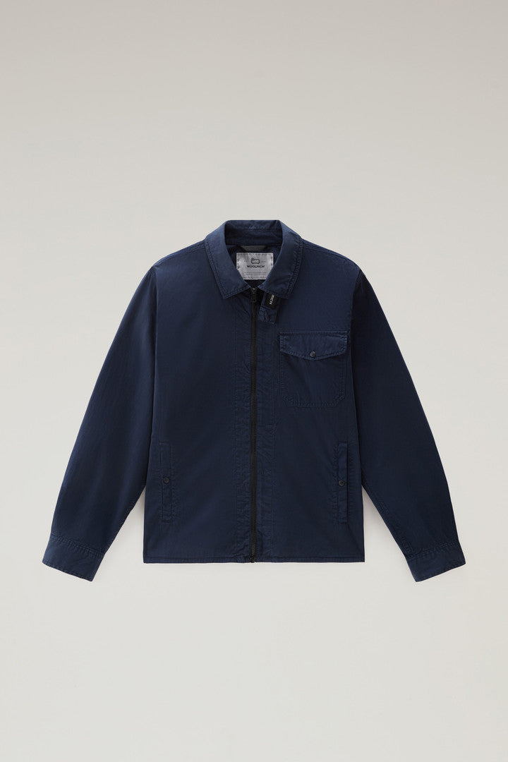 Garment-Dyed Overshirt in Pure Cotton (Mineral Grey) - Detail View 8