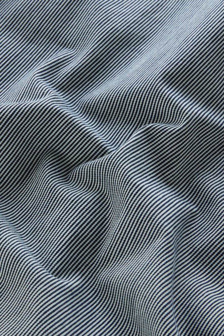 Striped Overshirt in Cotton Blend (Blue Stripe) - Detail View 6