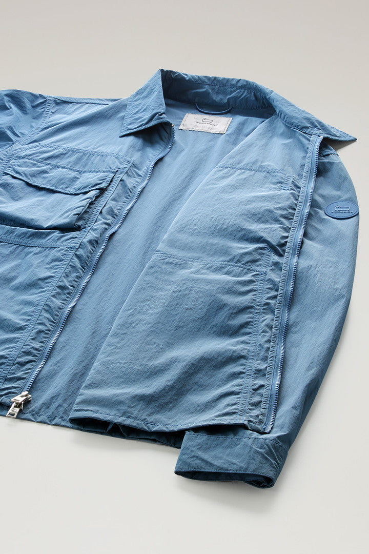 Overshirt in Crinkle Nylon (Sage) - Detail View 5
