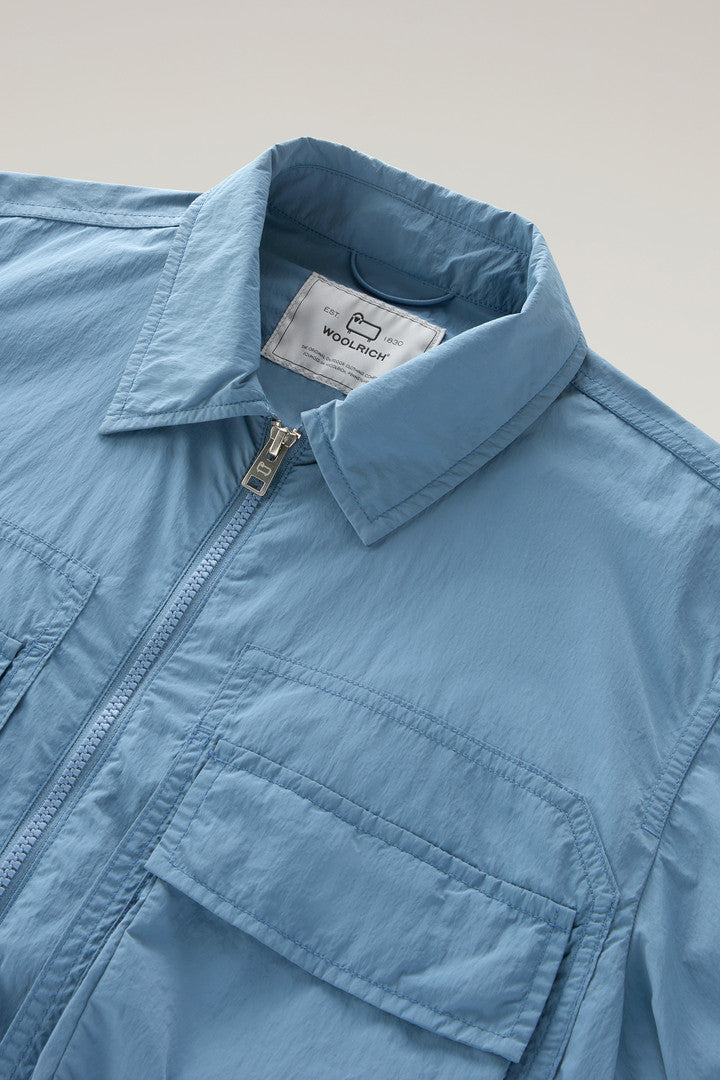 Overshirt in Crinkle Nylon (Sage) - Detail View 2