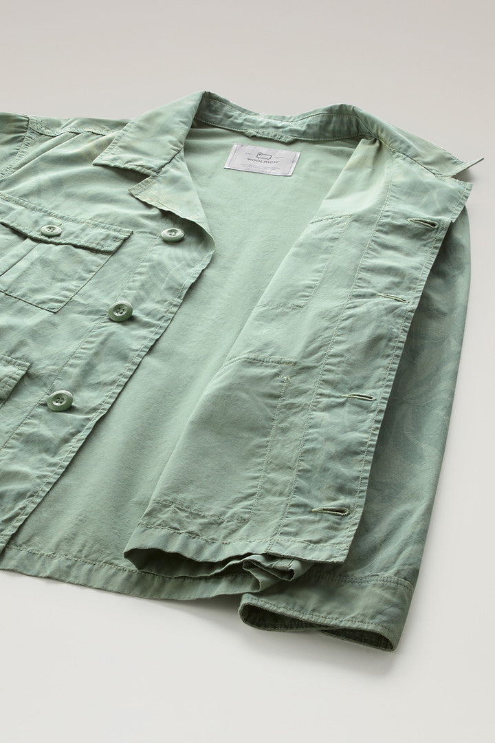 Garment-Dyed Shirt Jacket in Printed Pure Cotton (Sage Flower) - Detail View 3