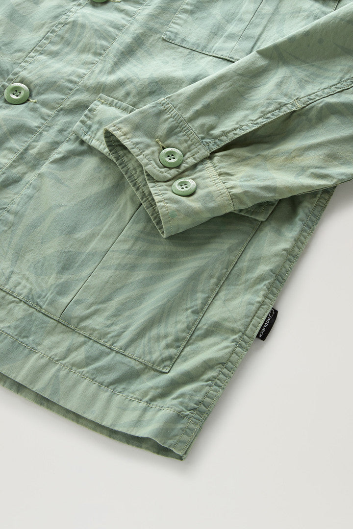 Garment-Dyed Shirt Jacket in Printed Pure Cotton (Sage Flower) - Detail View 2