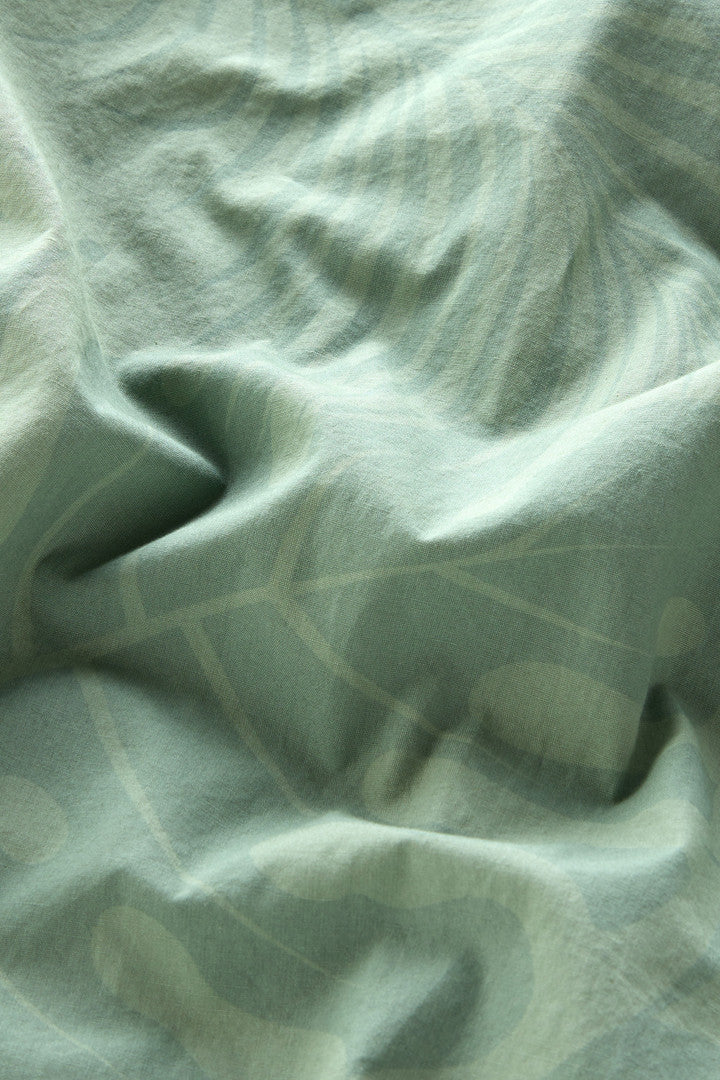 Garment-Dyed Shirt Jacket in Printed Pure Cotton (Sage Flower) - Detail View 4