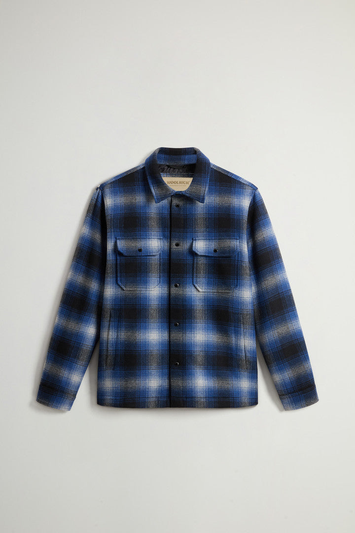 Alaskan Padded Overshirt in Checked Italian Wool Blend (Red Buffalo) - Detail View 13
